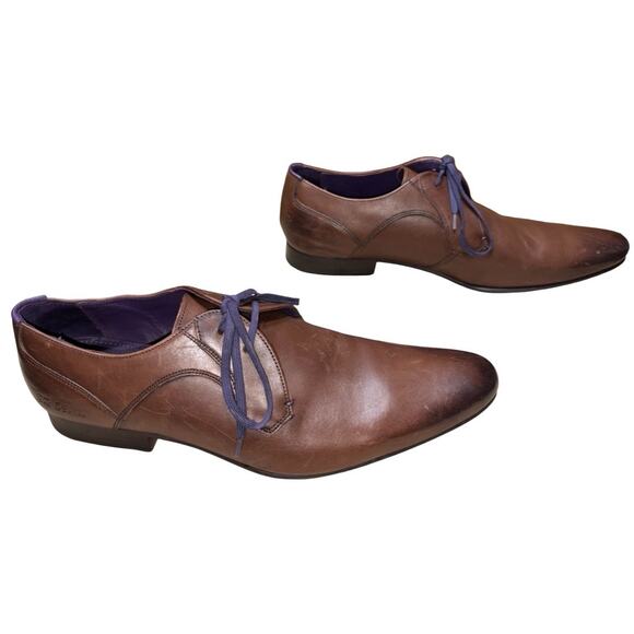 Ted Baker Martt 2 Brown Burnished Leather Derby Shoes    Size: US 11 main image 4